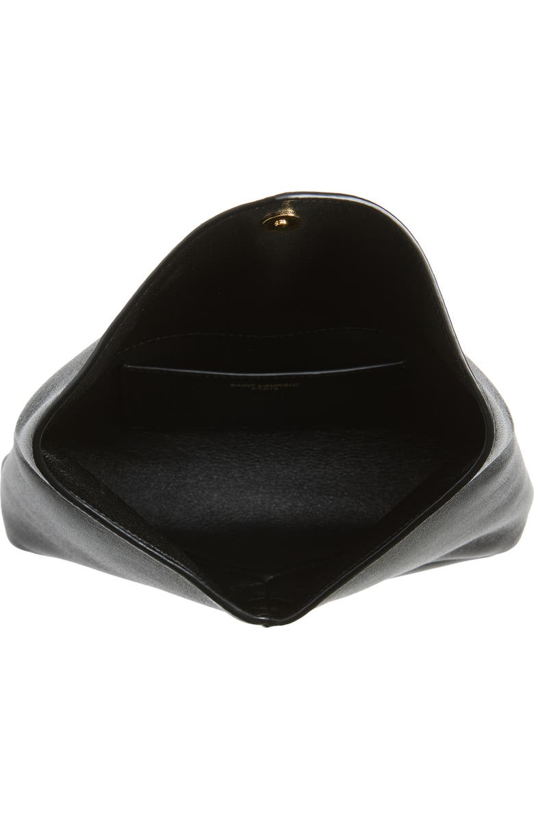 Saint Laurent Small Cassandre Leather Envelope Pouch Clutch, Alternate, color, Black