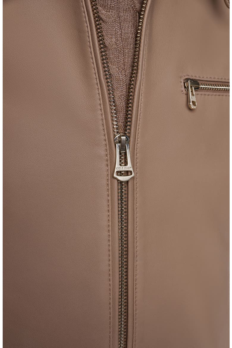 Leather Bomber Jacket, Alternate, color, SESAME