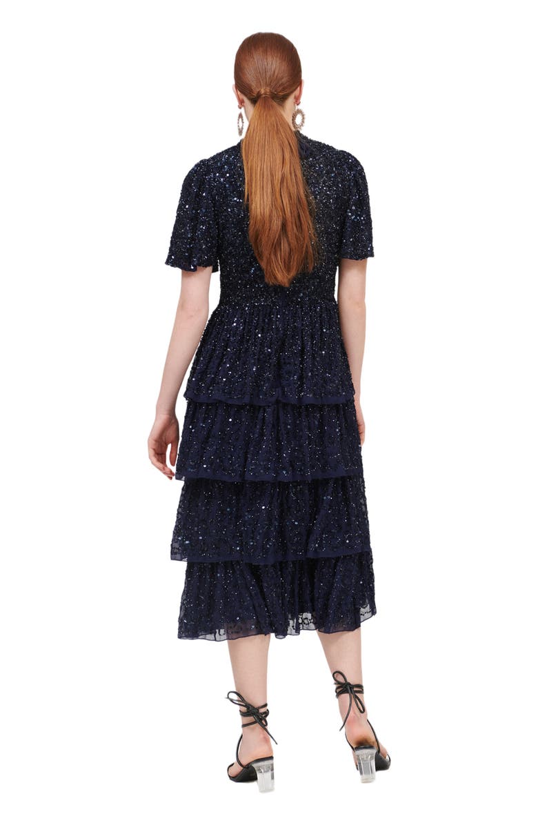 BEAUUT Occasion Embellished Sequin Beaded Evening Midi Dress, Alternate, color, Mid Night Blue