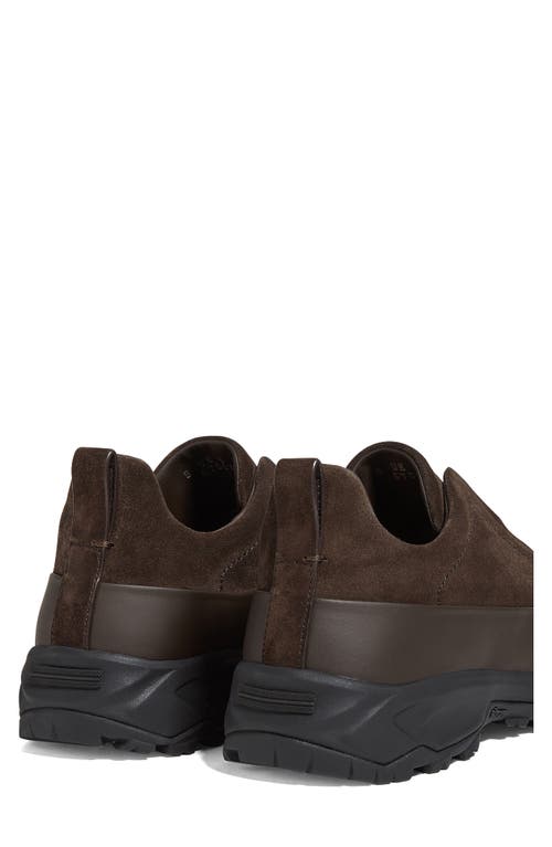 Zegna Baskets Triple Stitch Monte En Veau Velours Marron In Brown