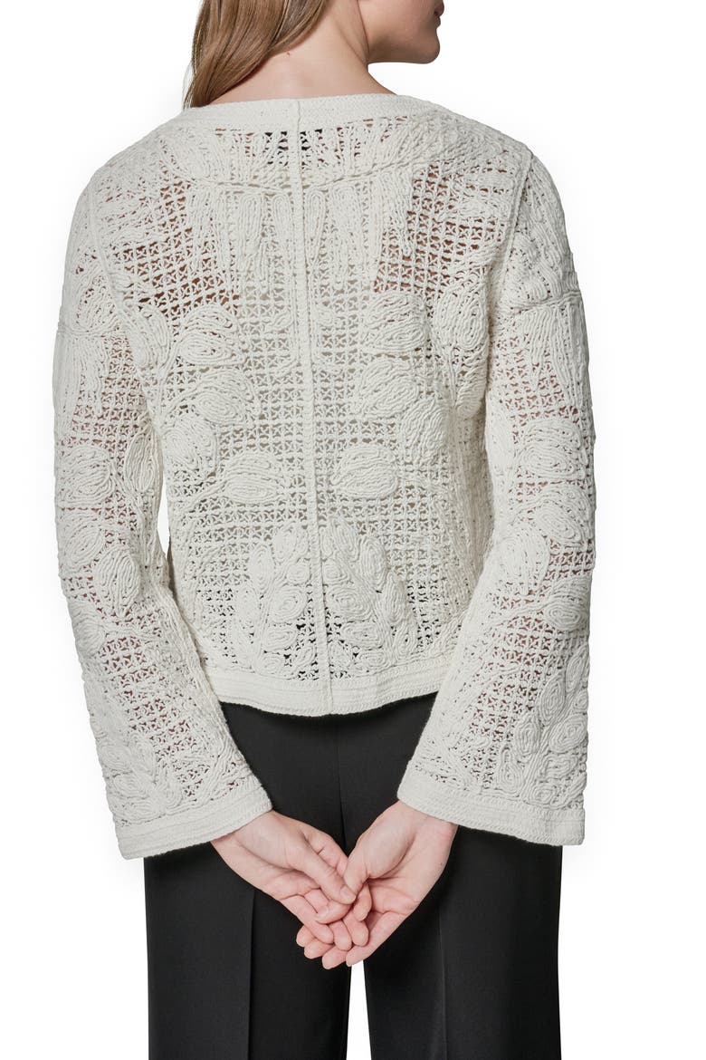 Mixed Stitch Cotton Blend Cardigan, Alternate, color, CREAM