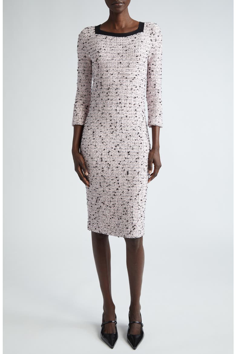 Donna Tweed Sheath Dress, Main, color, BLACK/ PINK MULTI