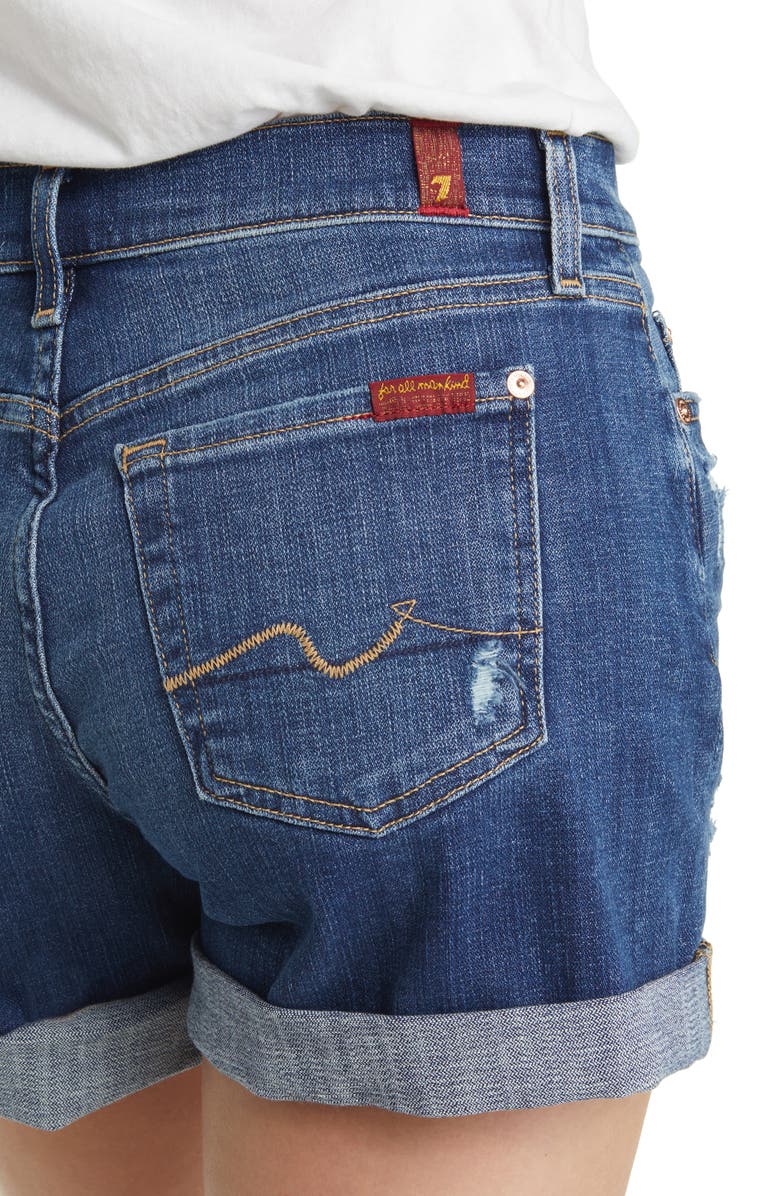 7 For All Mankind Roll Cuff Denim Shorts, Alternate, color, 