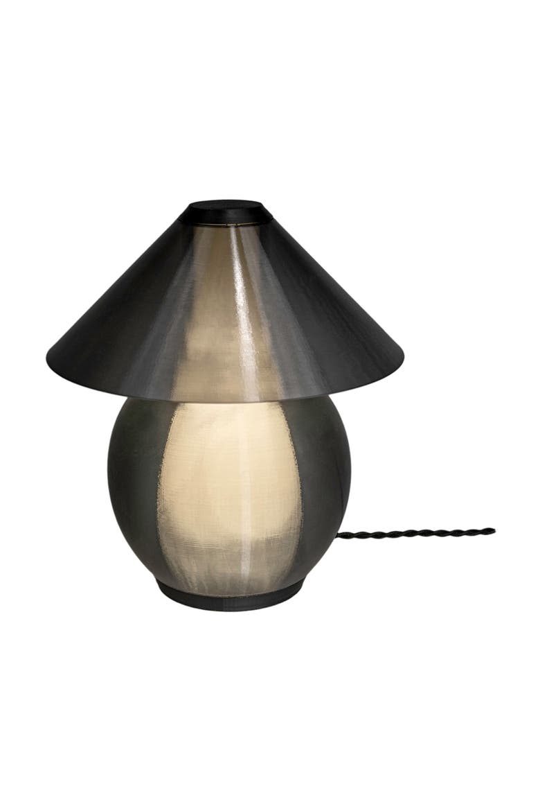 Opal 13" Modern Contemporary Plant-Based PLA 3D Printed Dimmable LED Table Lamp, Alternate, color, Dark Smoke/Black