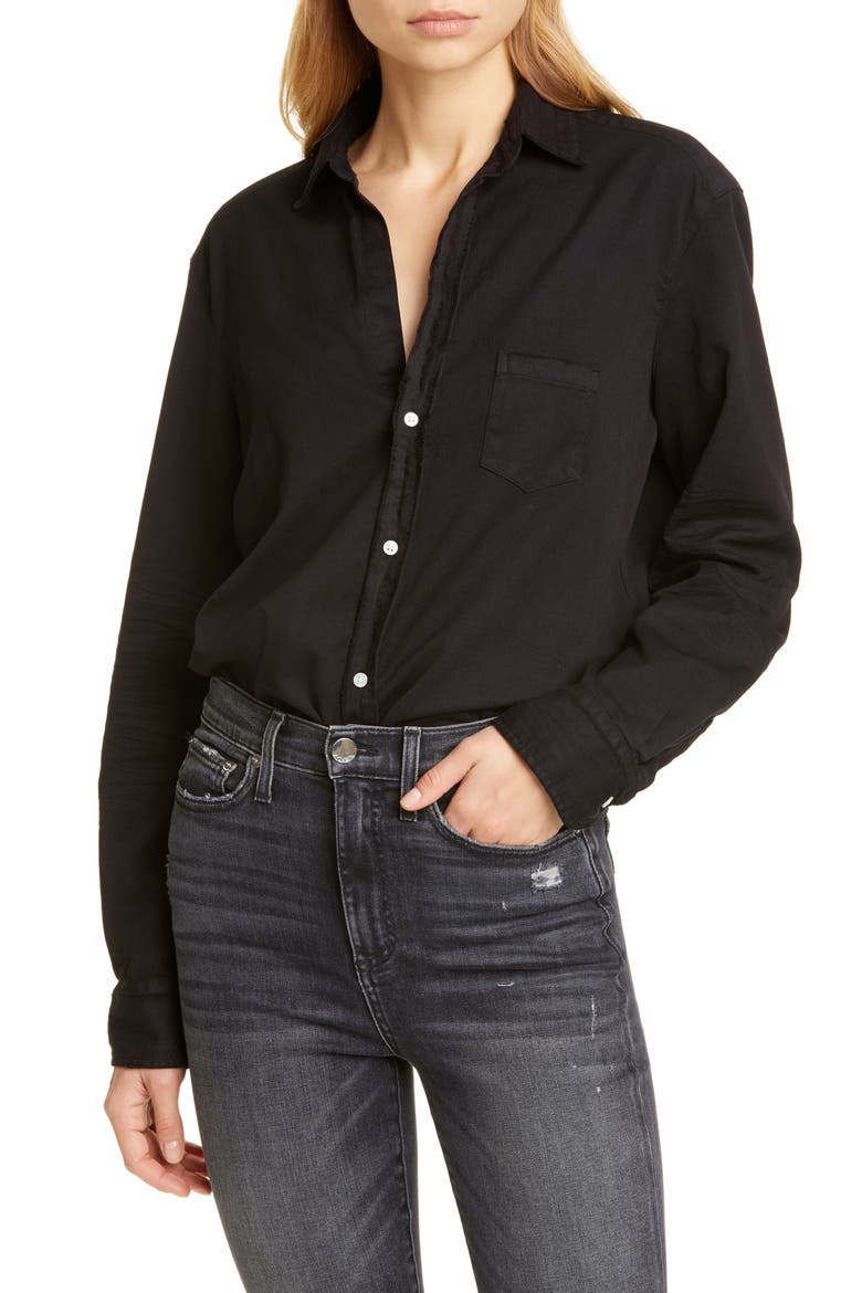 Eileen Relaxed Button-Up Shirt, Main, color, WASHED BLACK DENIM