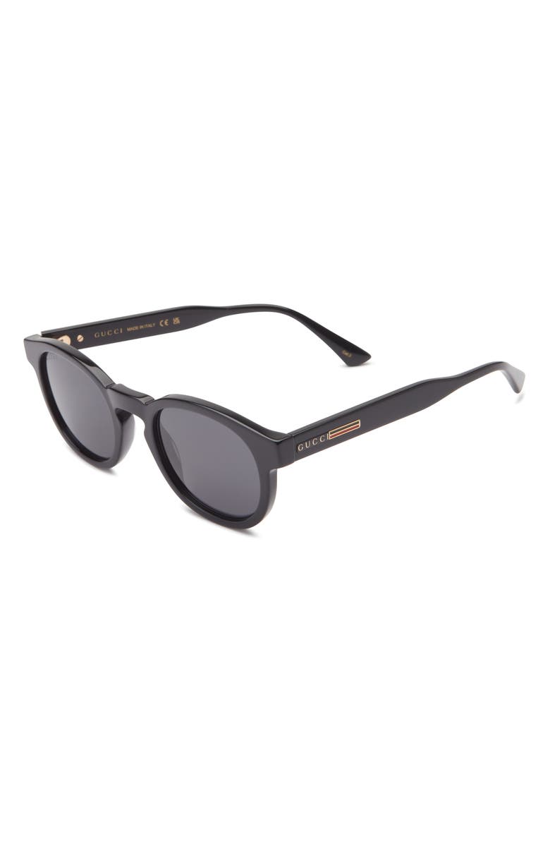 Gucci 49mm Oval Sunglasses, Alternate, color, Black Black Grey