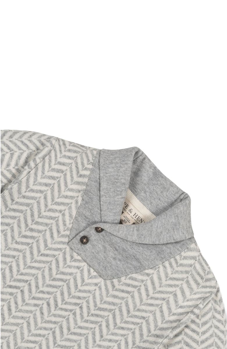 Hope & Henry Baby Boys' Organic Intarsia Shawl Collar Sweater, Infant, Alternate, color, Light Gray Heather Herringbone