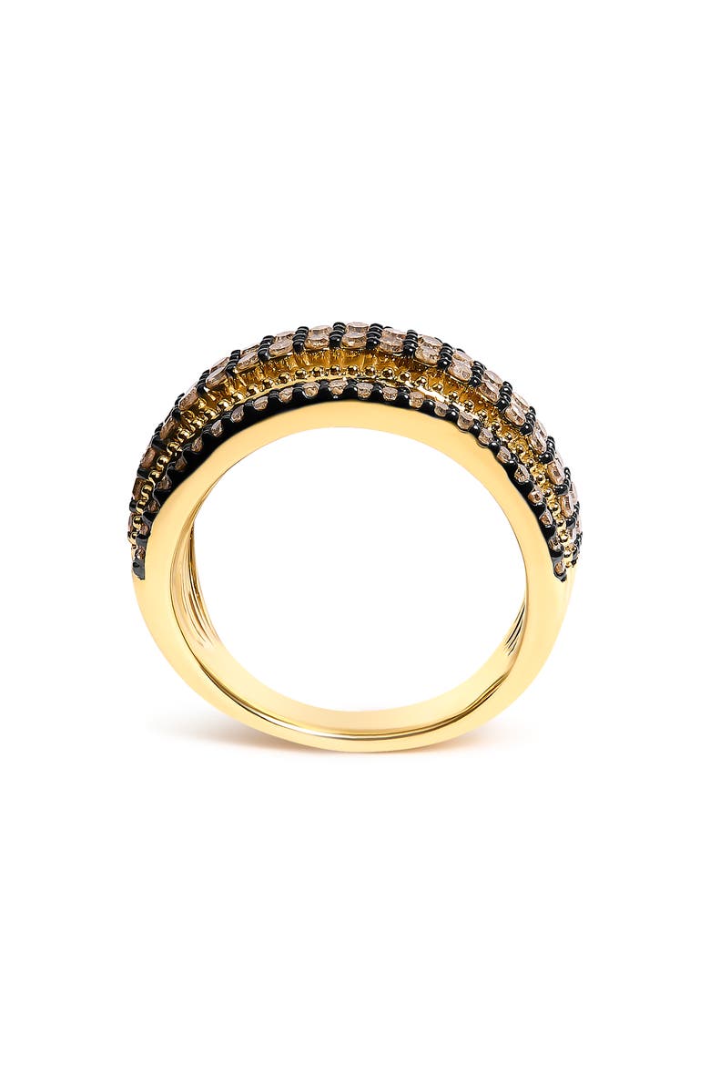 10K Yellow Gold Plated Sterling Silver 1.00 Cttw Champagne Diamond Multi Layer Band Ring, Alternate, color, Yellow Gold over Silver