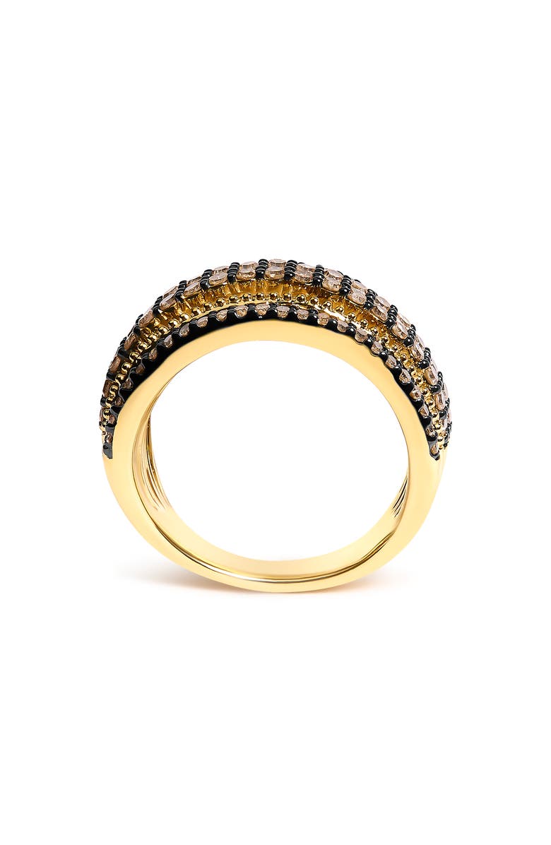 Haus of Brilliance 10K Yellow Gold Plated Sterling Silver 1.00 Cttw Champagne Diamond Multi Layer Band Ring, Alternate, color, Yellow Gold Over Silver