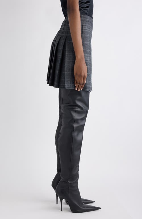 Balenciaga Grey Shadow-effect Tartan Mini Skirt In Gray