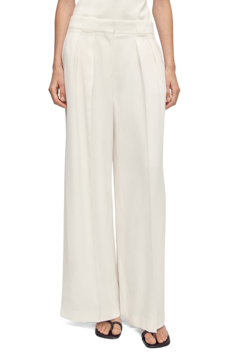 MANGO Pleated Straight Leg Suit Pants, Main, color, Off White