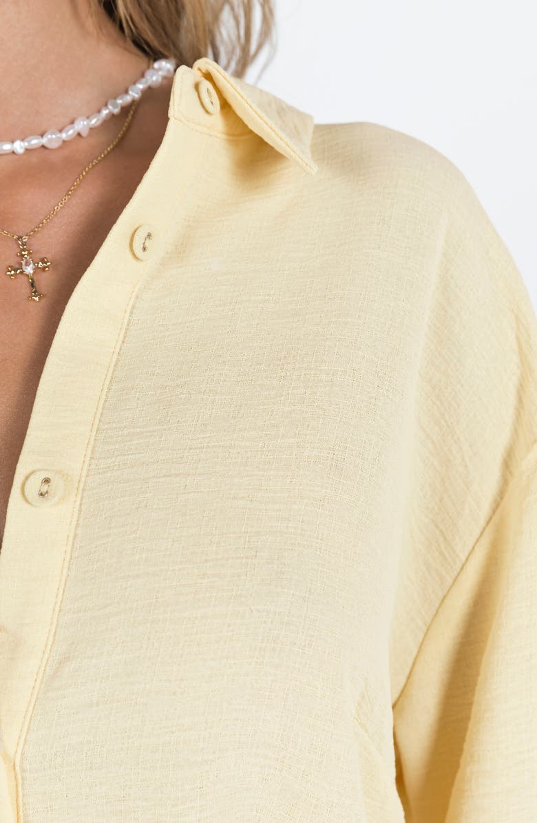 Princess Polly The Chloe Button-Up Shirt & Shorts Set, Alternate, color, Yellow