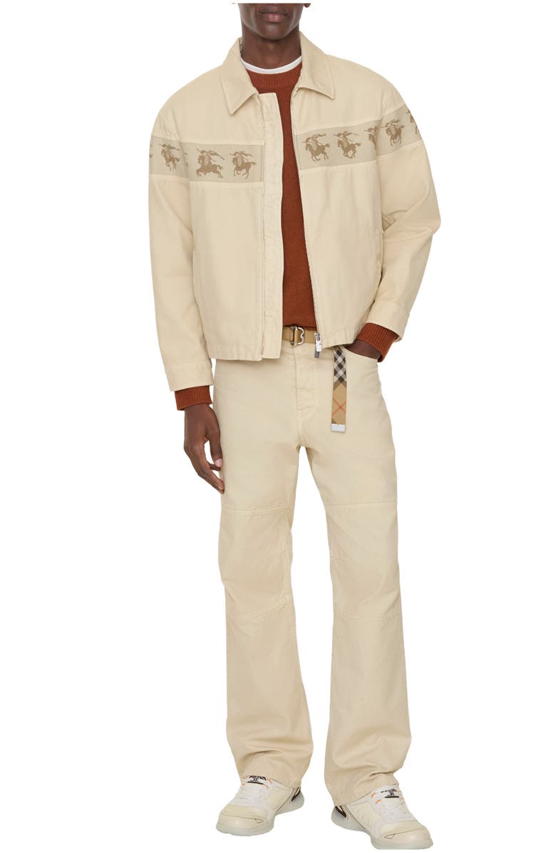 Burberry Cotton Canvas Workwear Trousers, Main, color, Tundra White