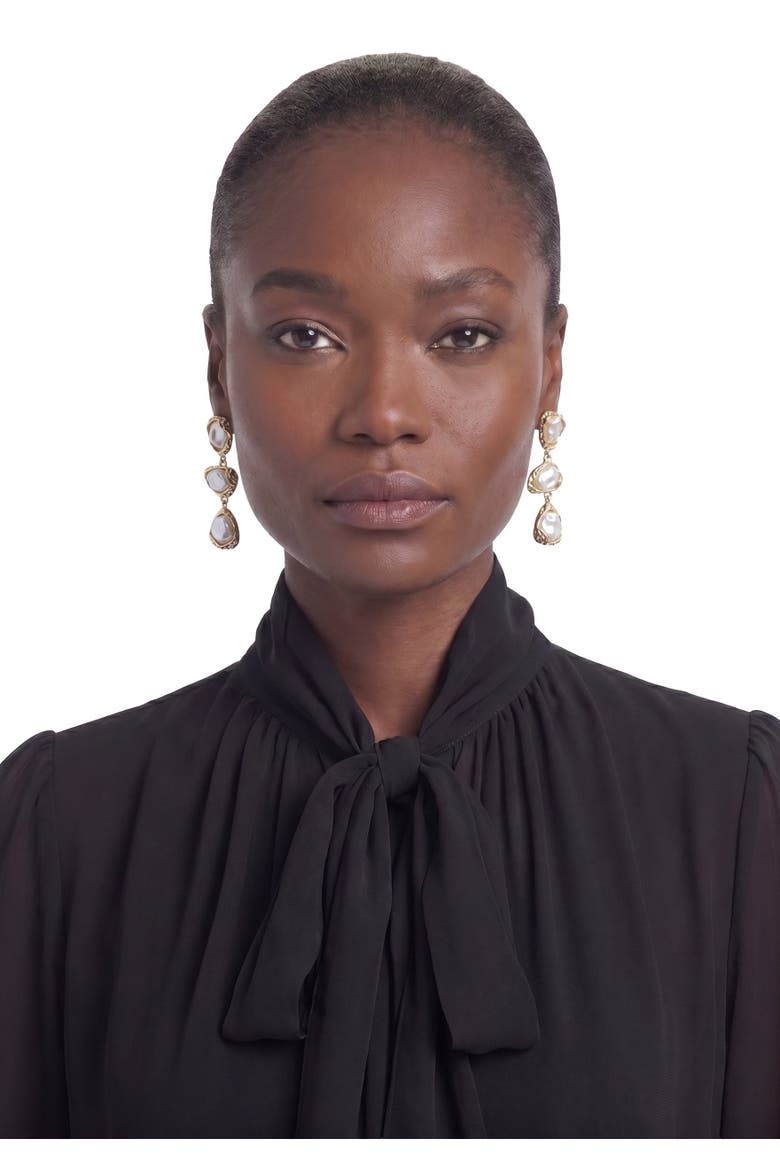 Aiza Organic Pearl Drop Earrings, Alternate, color, Gold