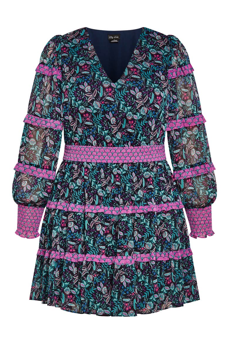 Hollie Print Long Sleeve Tiered Dress, Alternate, color, FLORENTINE