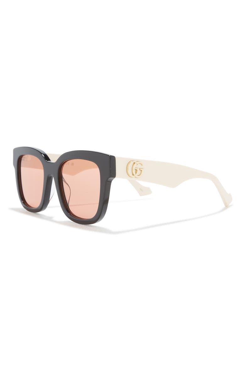 52mm Square Sunglasses, Alternate, color, BLACK WHITE ORANGE