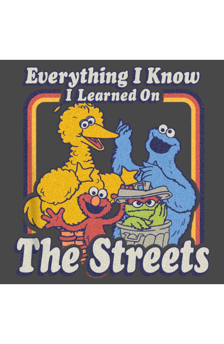 Sesame Street<sup>®</sup> Women's Sesame Street Everything I Know I Learned on the Streets  Graphic T-Shirt, Alternate, color, Charcoal
