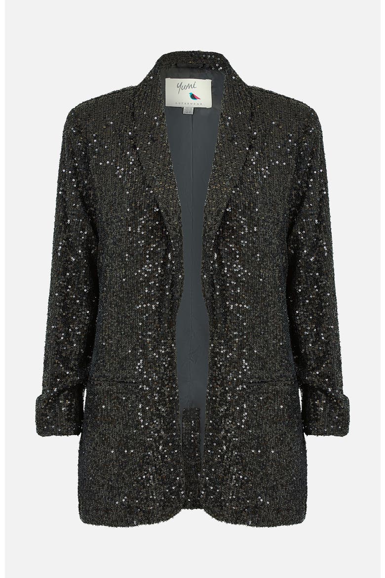Sequin Blazer, Alternate, color, Black
