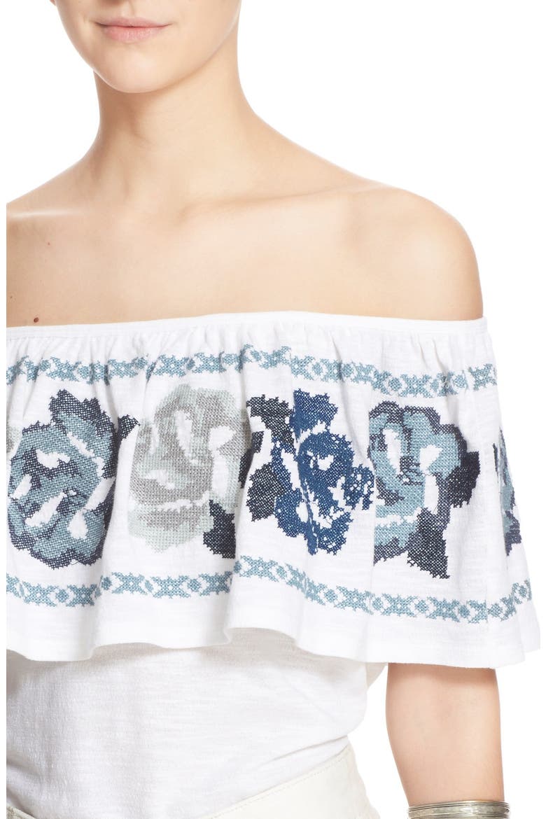 'To the Left' Embroidered Off the Shoulder Top, Alternate, color, IVORY