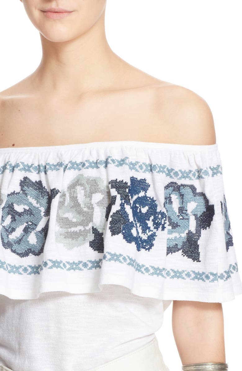 Free People 'To the Left' Embroidered Off the Shoulder Top, Alternate, color,