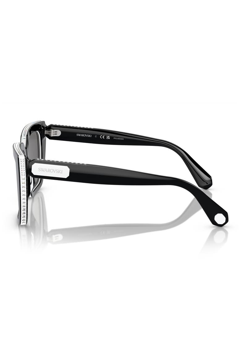 54mm Oversize Polarized Square Sunglasses, Alternate, color, BLACK
