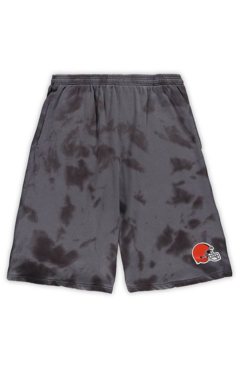 PROFILE Men's Charcoal Cleveland Browns Big & Tall Tie-Dye Shorts, Main, color, 