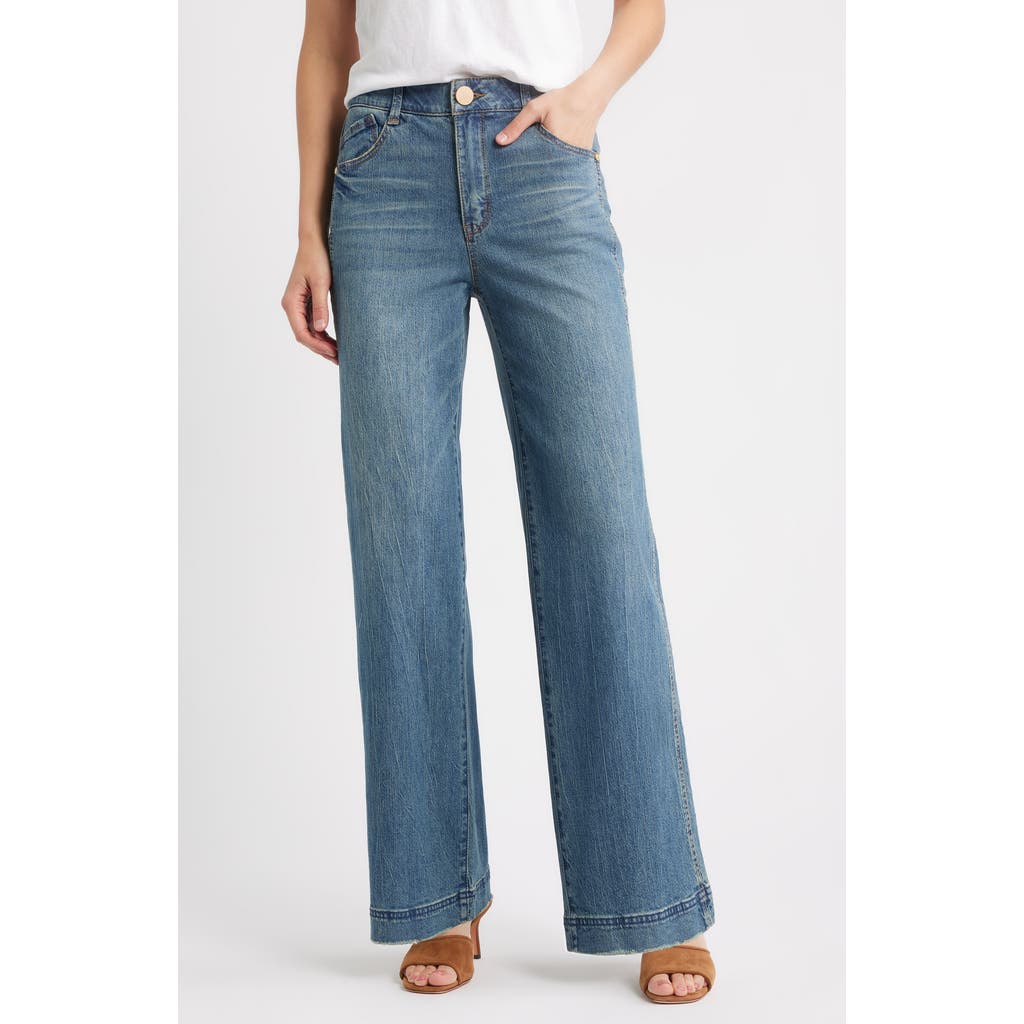 Wit & Wisdom Gracie Skyrise Wide Leg Jeans in Mid Blue Artisanal at Nordstrom Rack, Size 12