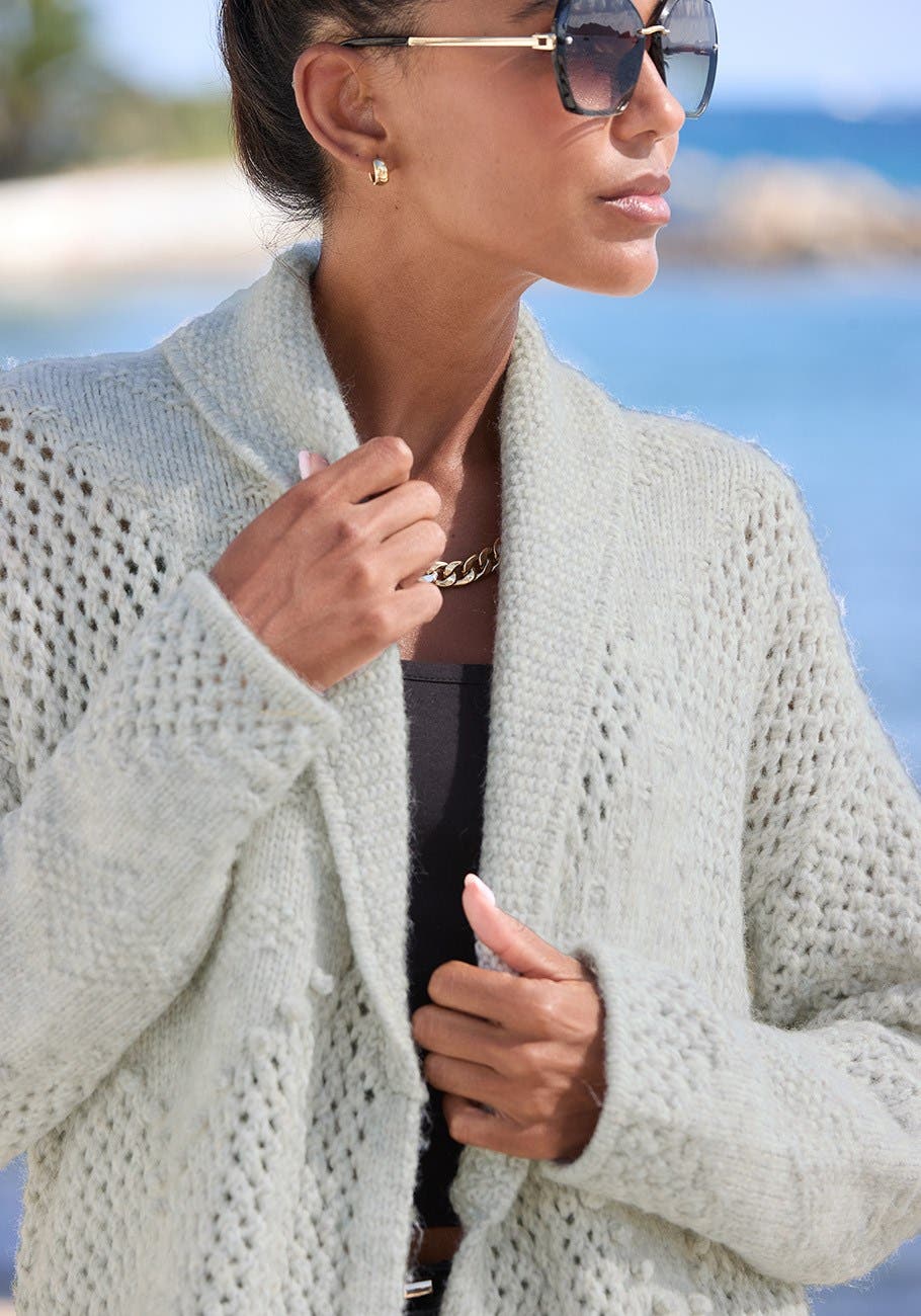 LASCANA Diamond Open Work Knit Cardigan (Women) | Nordstrom