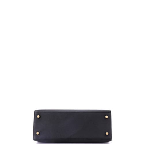 Pre-owned Hermes Hermes Kelly Handbag Black Epsom With Gold Hardware 25 In Black