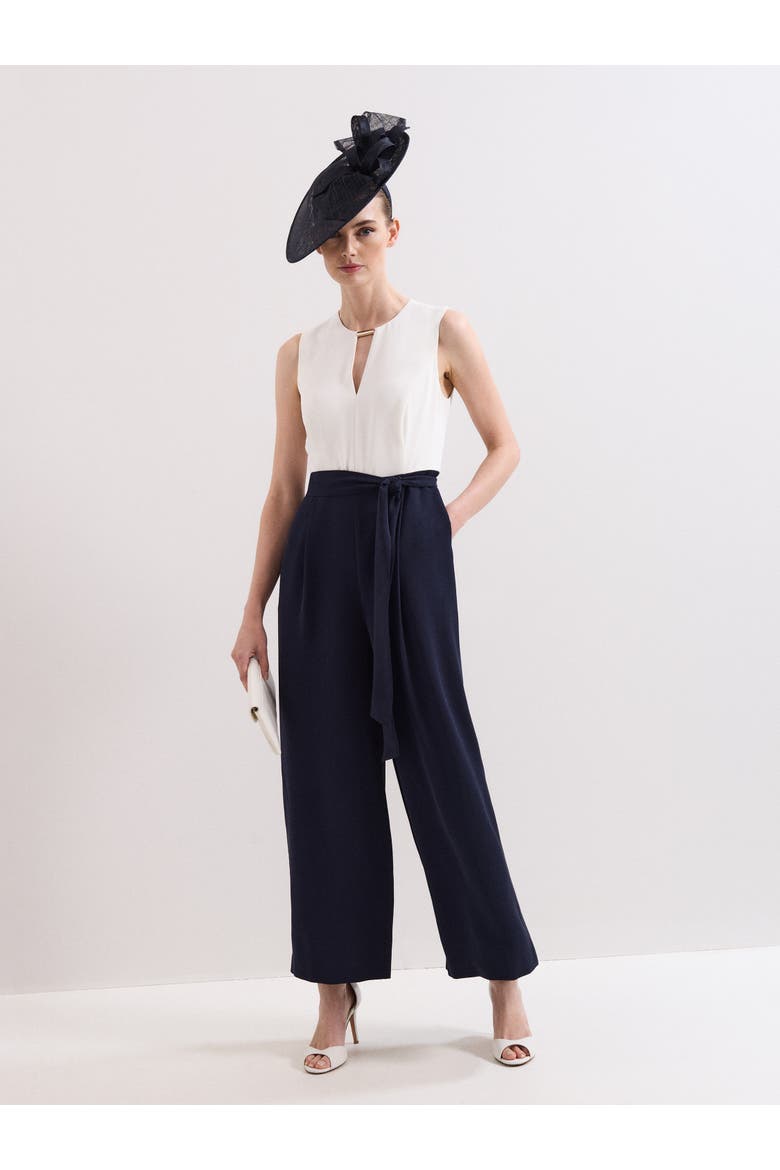 Brylee Wide Leg Jumpsuit, Main, color, Navy/Ivory