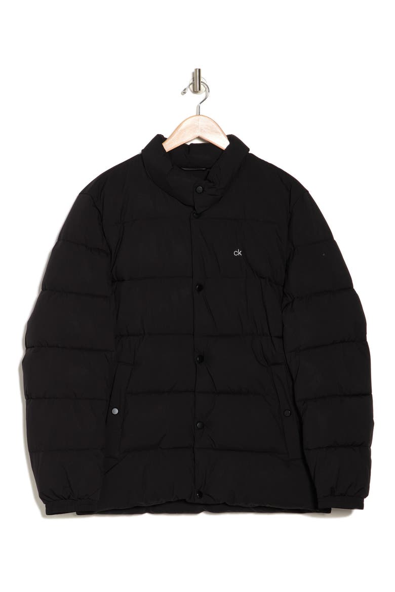 Snap Front Puffer Jacket, Alternate, color, EBONY