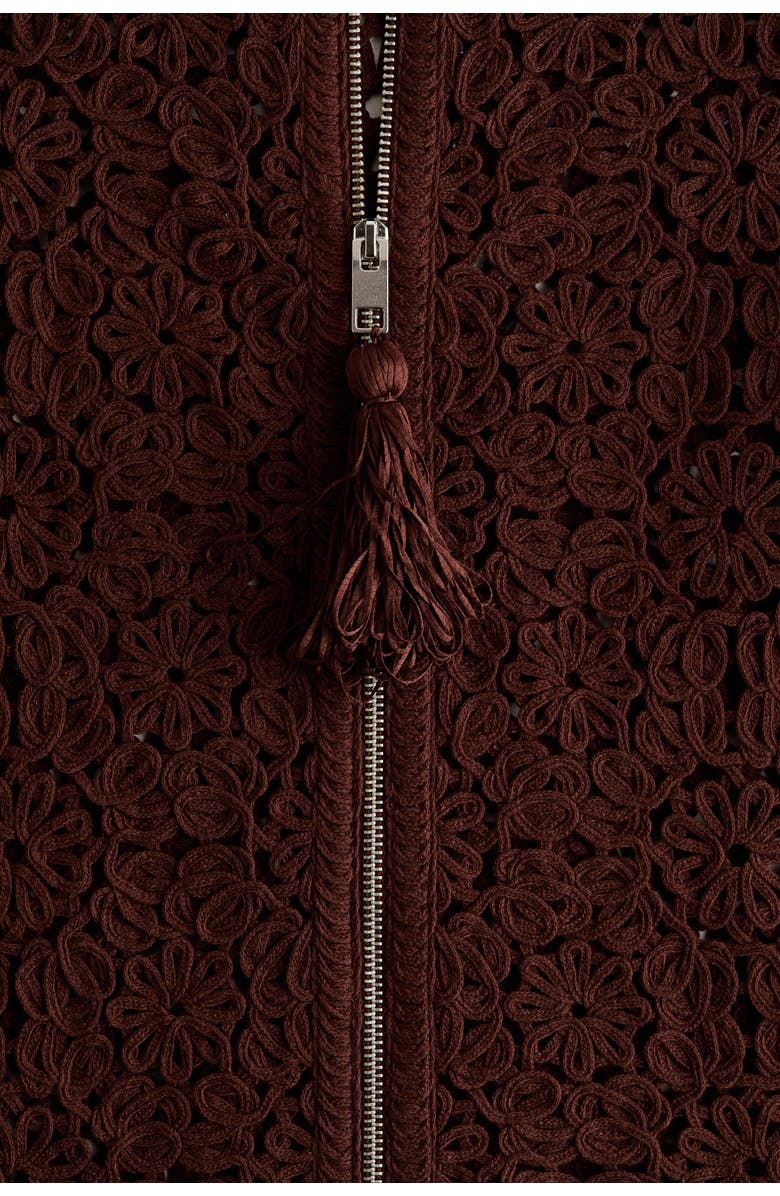 H&M Crochet-look Cardigan, Alternate, color, Dark Brown