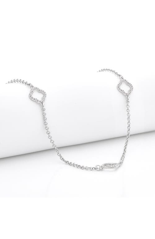 Rivka Friedman Pavé Cz Clover Station Necklace