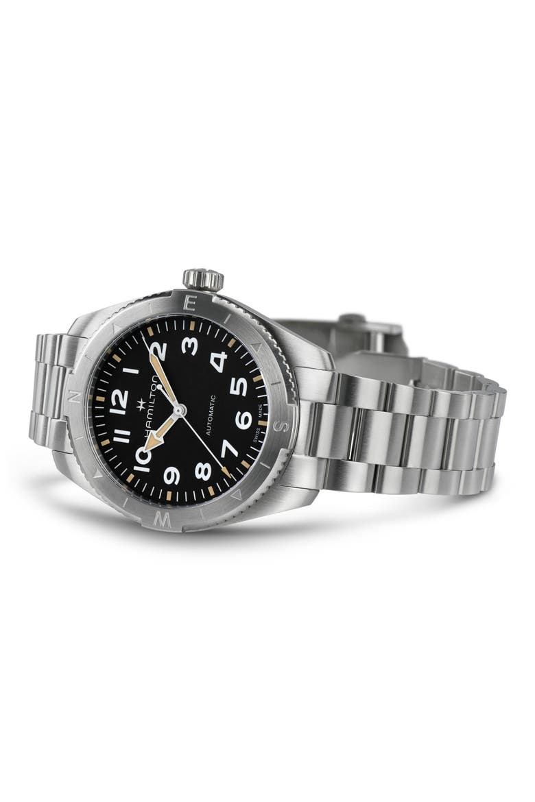 Khaki Field Expedition Automatic Bracelet Watch, 41mm, Alternate, color, BLACK