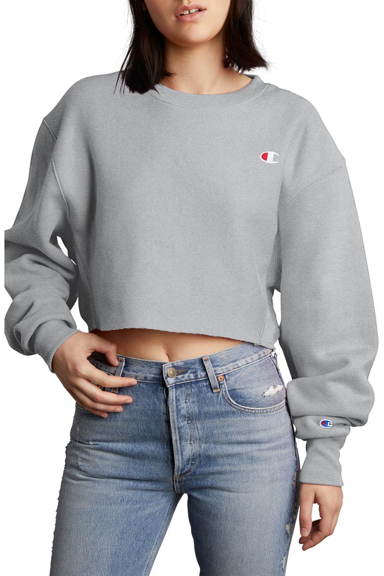 Reverse Weave® Crop Sweatshirt, Main, color, OXFORD GREY