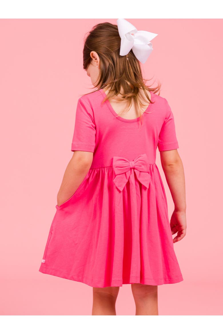 Knit Short Sleeve Twirl Dress, Alternate, color, Hot Pink