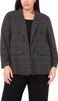 Halogen® Plaid Scrunch Sleeve Blazer