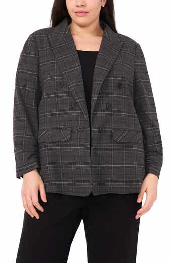 Halogen® Plaid Scrunch Sleeve Blazer