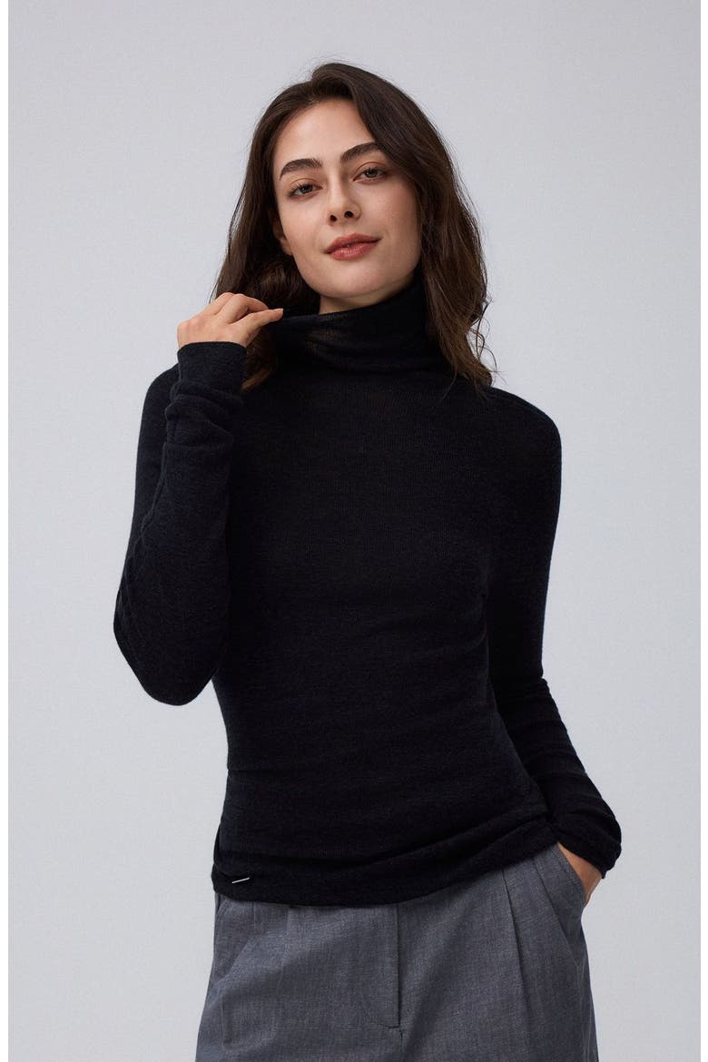 Ossa Knitted Hemp Turtleneck, Alternate, color, black