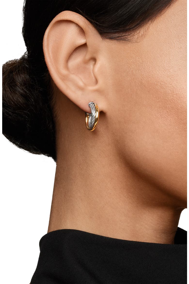 'Crossover' Extra-Small Hoop Earrings with Gold, Alternate, color, TWO TONE