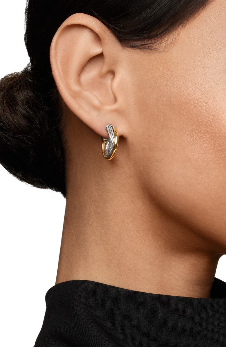 David Yurman 'Crossover' Extra-Small Hoop Earrings with Gold, Alternate, color, Two Tone