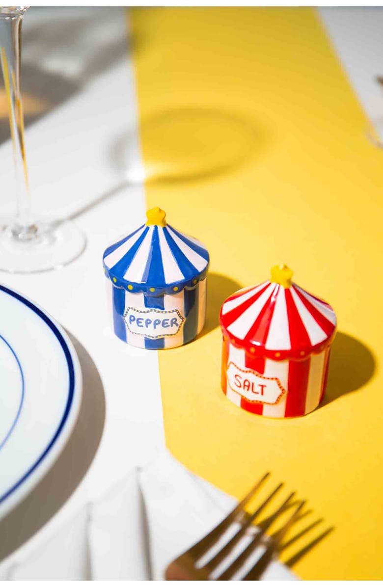 doiy Funfair Ceramic Salt & Pepper Shakers, Alternate, color, Blue/ Red