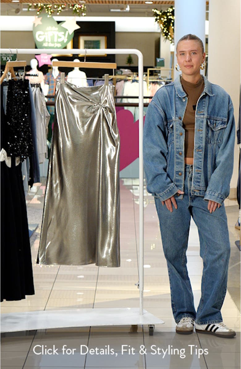 Metallic Knot Midi Skirt, sales video thumbnail