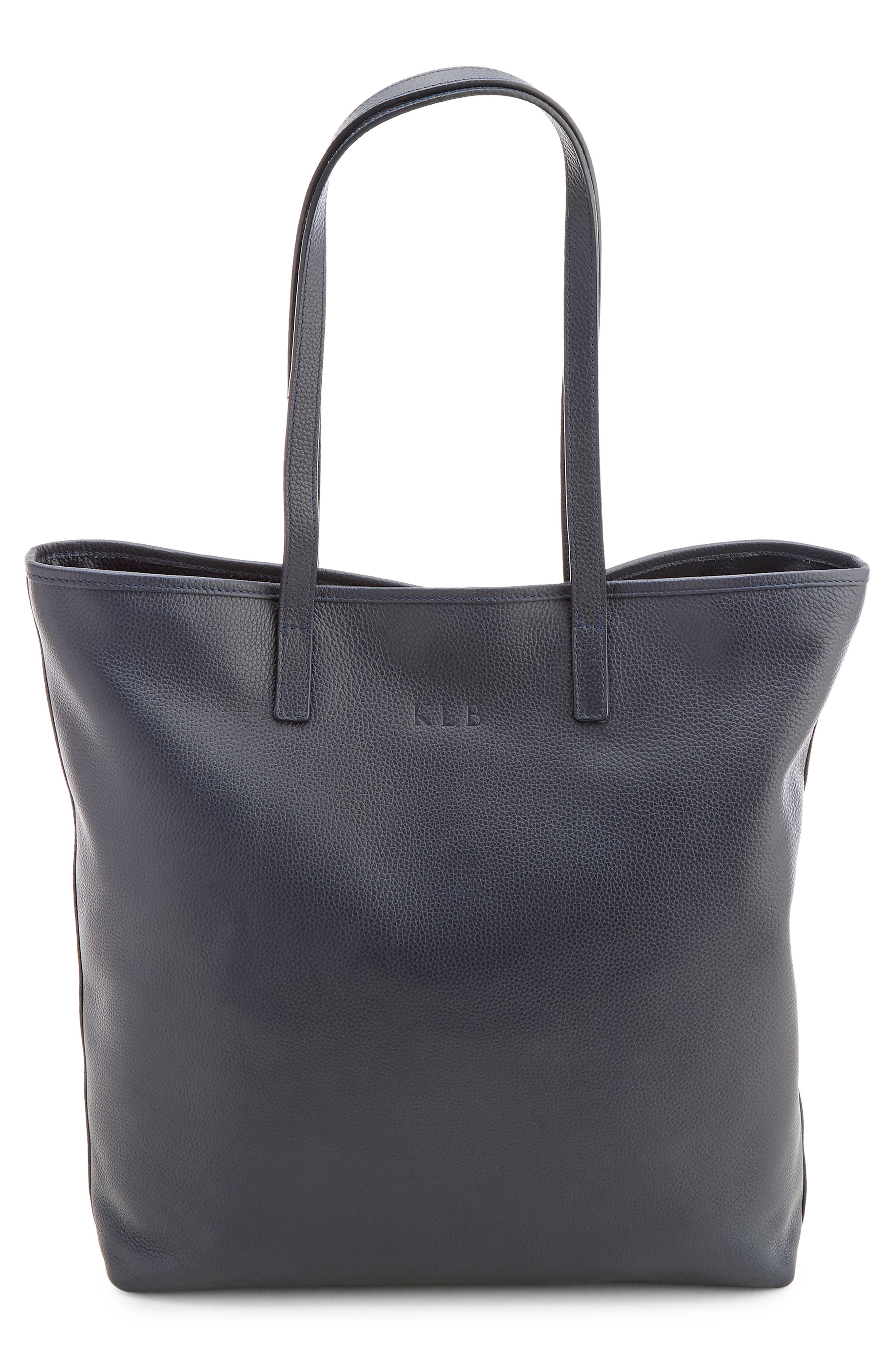 ROYCE New York Personalized Tall Tote & Wristlet, Alternate, color, Black- Deboss