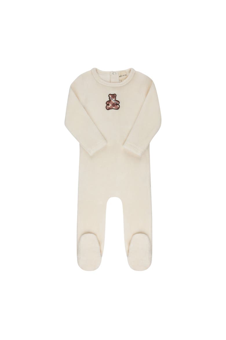 Velour Plaid Bear Collection - Footie, Main, color, Ivory/Pink