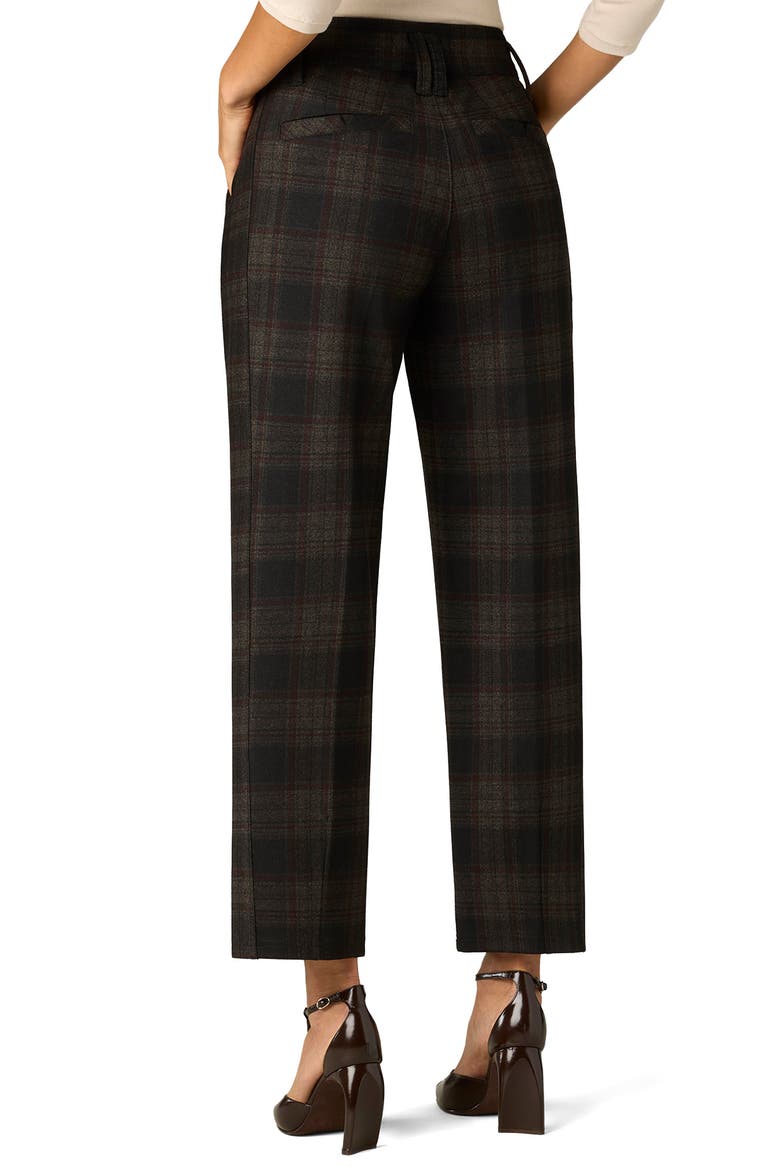 Teagan Skyrise Plaid Ankle Straight Leg Trousers, Alternate, color, BLACKBERRY MULTI