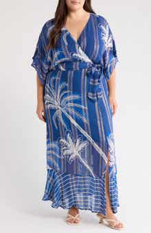 CIEBON Tammy Metallic Palm Maxi Dress