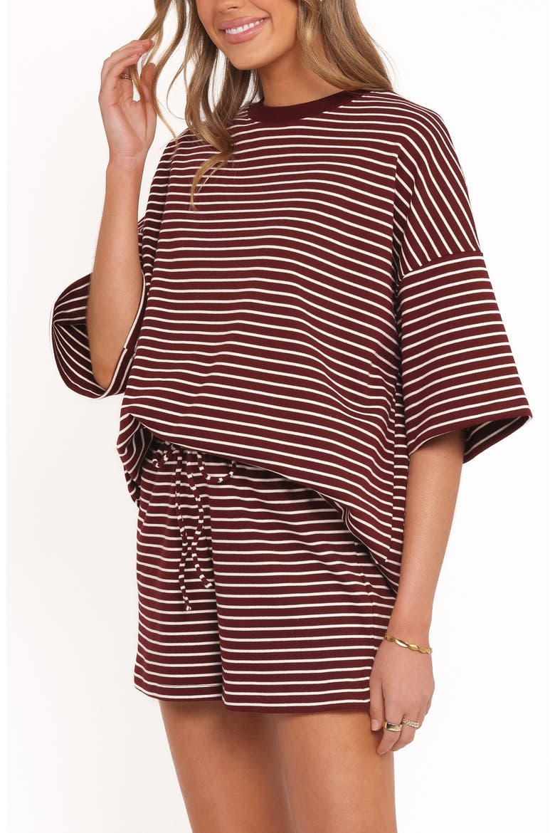 Wilda Oversize T-Shirt, Alternate, color, BURGUNDY CREAM STRIPE
