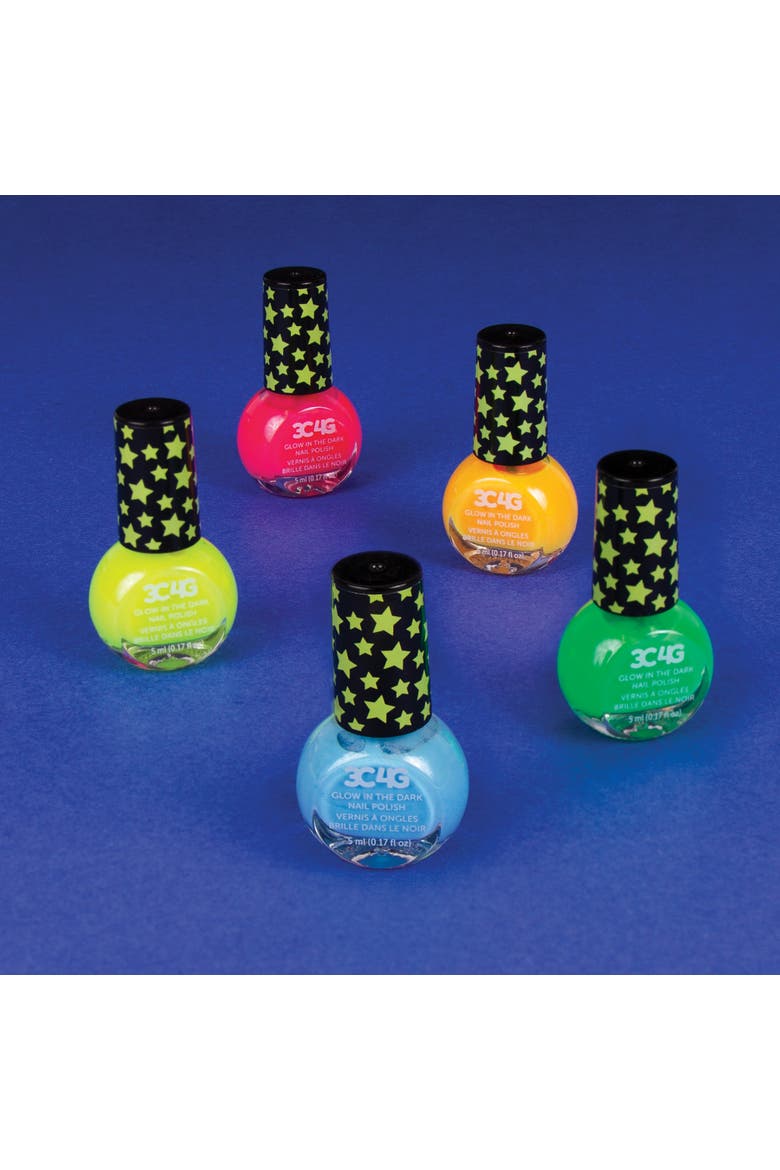 3C4G Glow In The Dark Nail Polish Set 5 Bottles, Alternate, color, Multicolored