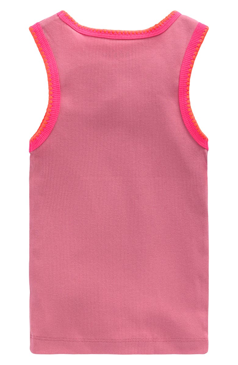 Mini Boden Kids' Contrast Trim Rib Tank, Alternate, color, Pink